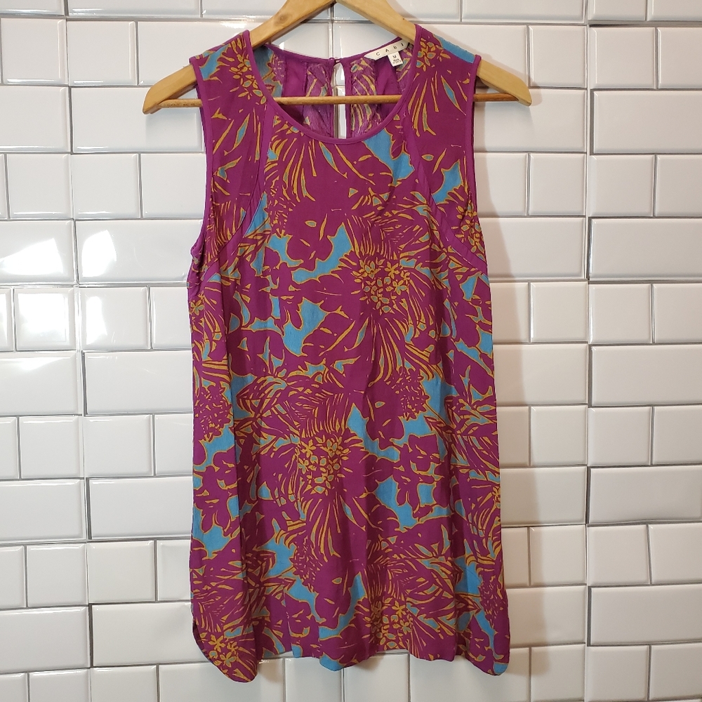 CABI Sleeveless Tunic  Size M   Floral Print 